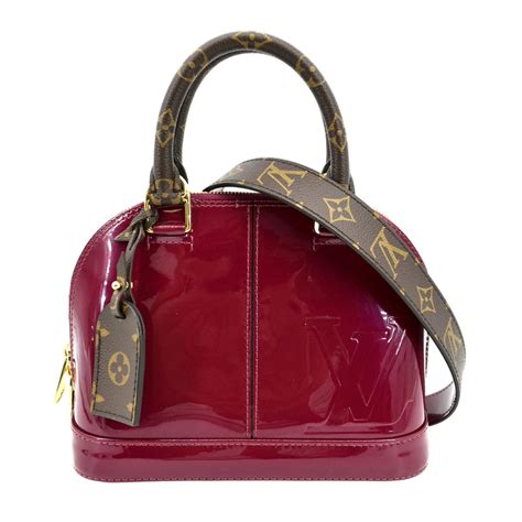 LOUIS VUITTON Alma Lisse Leather Satchel Crossbody Bag Red